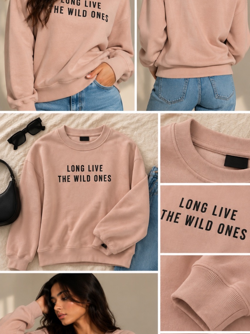 Forever 21 Blush Pink Crewneck Sweatshirt with Black Text